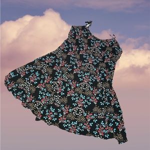 F21 Small Floral Print Sweatheart Neck Spring Summer  Fit Flare Mini Dress